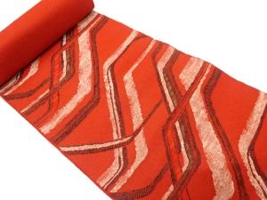 B反　三幸織物製　手織り真綿紬　幾何学模様織り出し　名古屋帯地反物